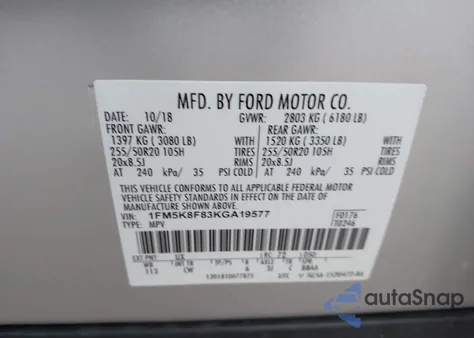 2019 Ford Explorer Limited z USA, uszkodzony, nr VIN 1FM5K8F83KGA19577